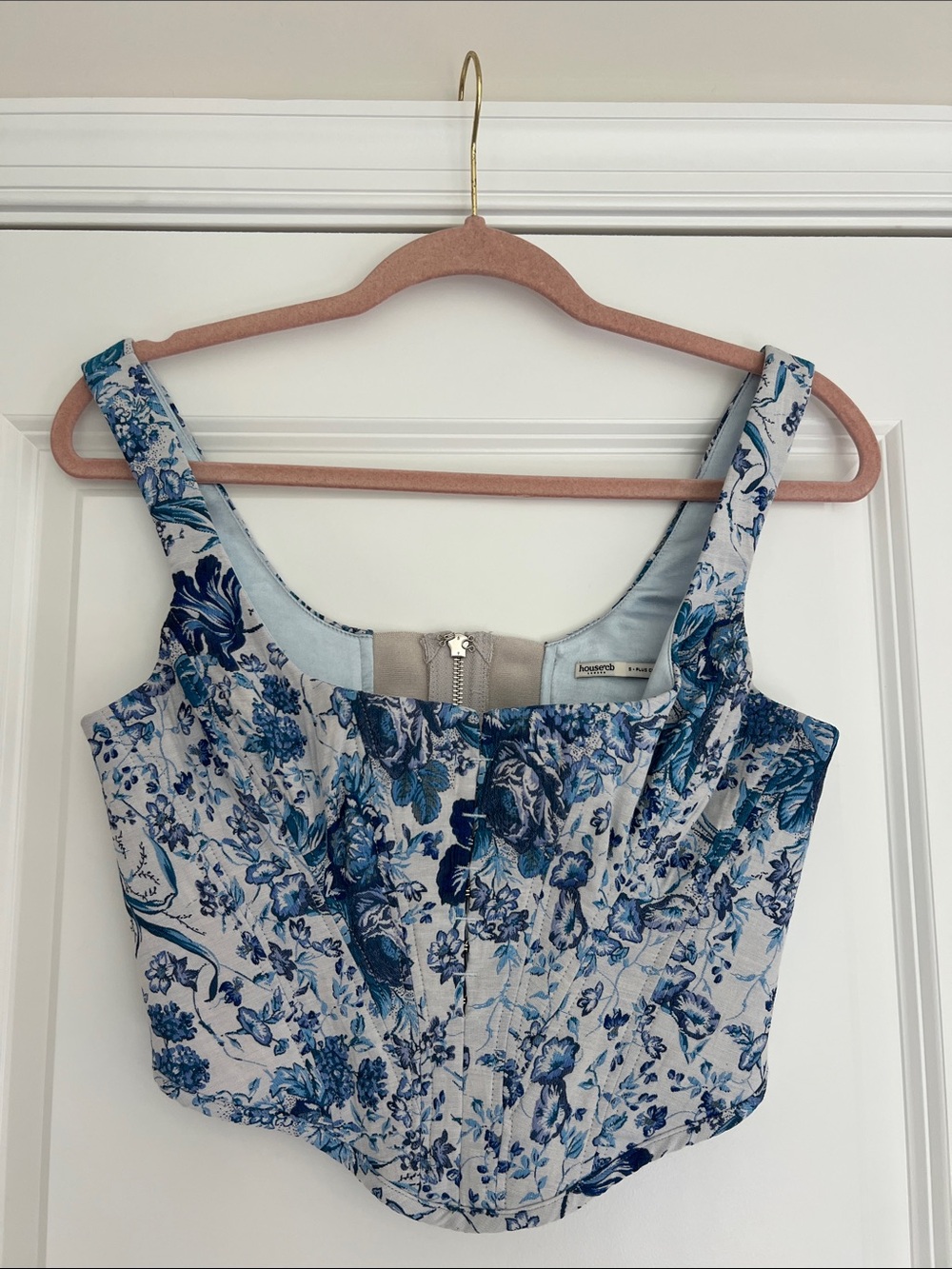 House of CB Blue Floral Embroidered Corset Top Small Plus Cup - Picture 2 of 12